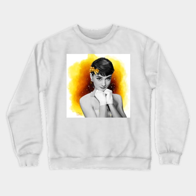 Audrey Hepburn Crewneck Sweatshirt by artbysavi